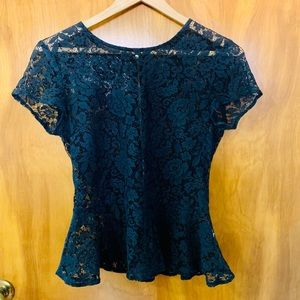 Topshop Black Lace Peplum Top